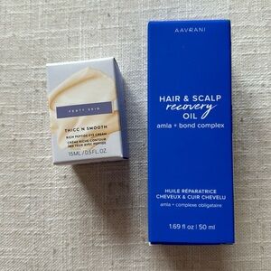 Fenty skin thicc n smooth eye cream and aavrani hair and scalp oil